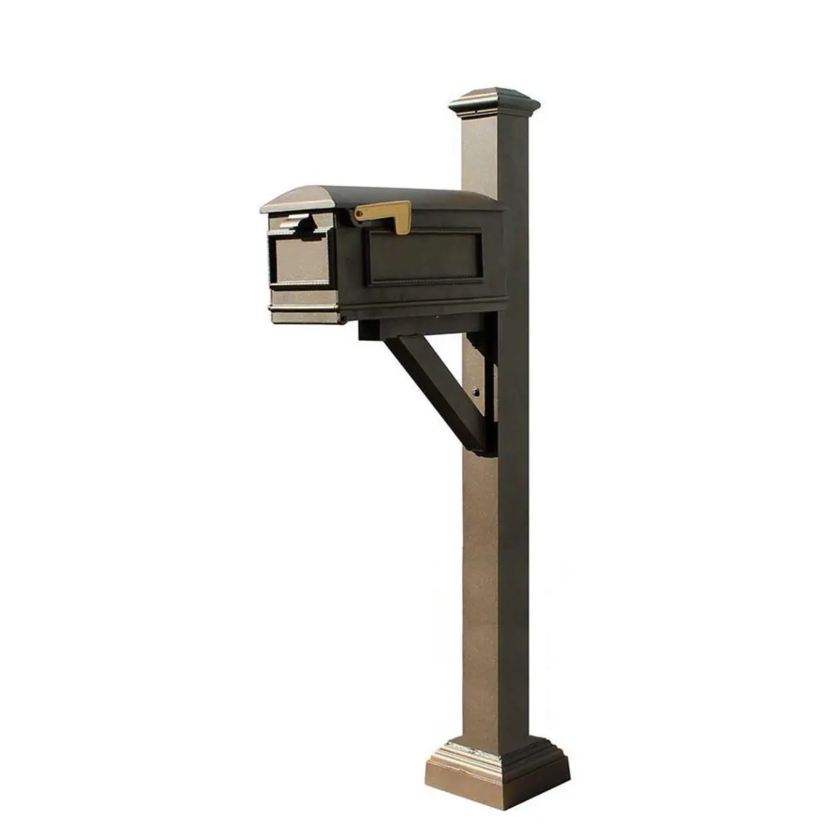 QualArc WPD-SC2-S7-LMC-BRZ Westhaven System with Lewiston Mailbox, Square Collar & Pyramid Finial, Bronze