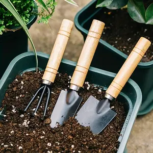 Garden Tool Set, Durable Heavy Duty Wooden Manual Tool, Mini Portable Shovel, Iron Shovel & Shovel, Suitable for Potted Planting & Planting