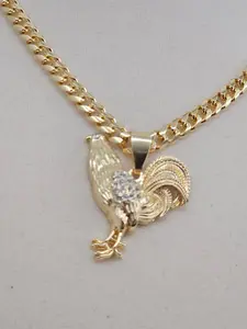 (47) #2  Gallito 14K gold plated pendant and chain 20 inches and 24 inches.