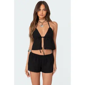 Jael Tie Front Eyelet Halter Top