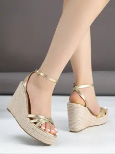 Women's New Style Wedge Heel Thick Sole Platforms Stylish Fashion Elegant Outdoor Sandals, Slip-On Buckle Design, Comfortable Summer Footwear