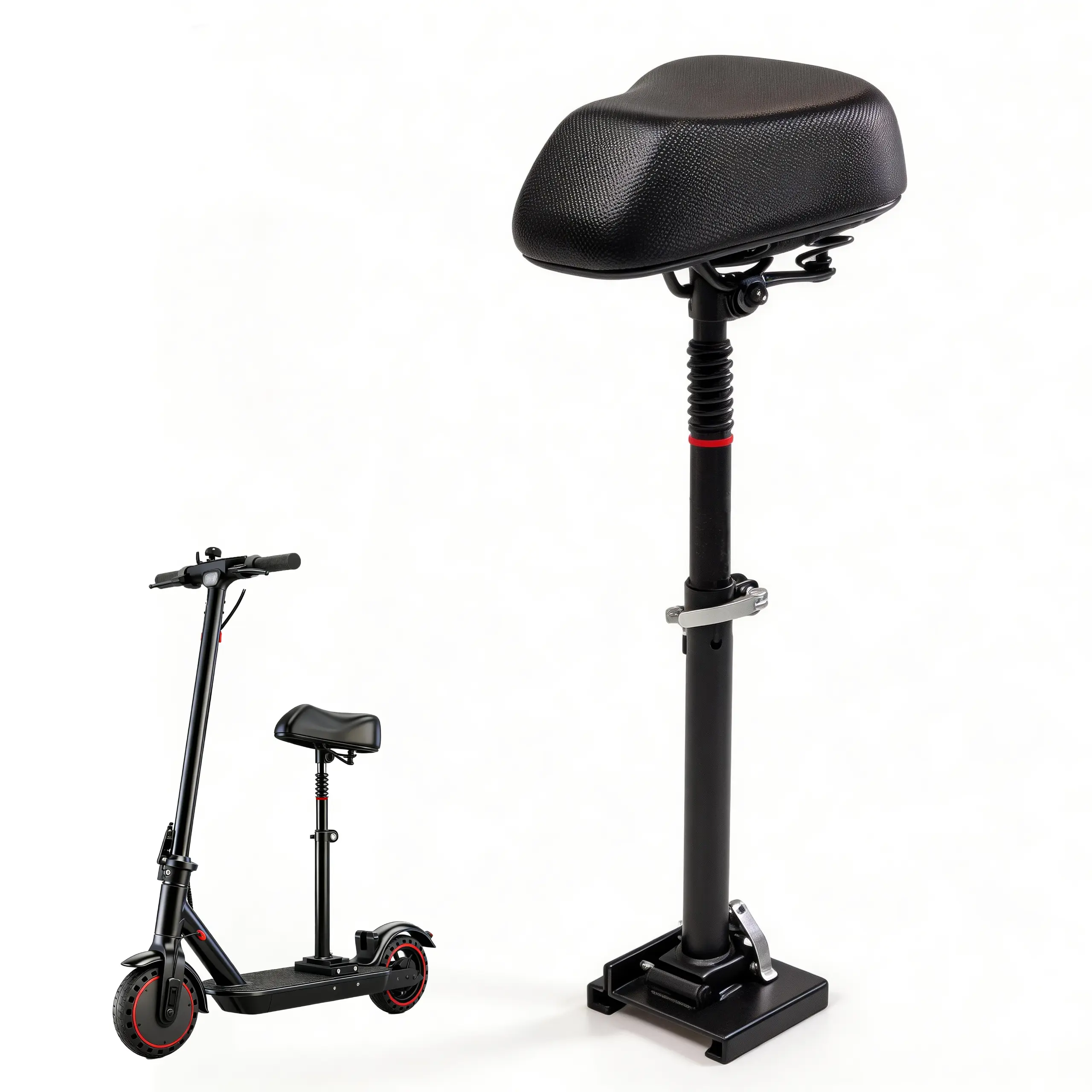 Adjustable Electric Scooter Seat - Durable, Stable Construction, Waterproof Widened Upgraded Cushion, Shock-Absorbing Support Post, Compatible with 8.5-in & 5.3-6-in Decks (Sports & Outdoor Skateboarding Accessory)