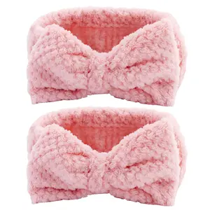 Spa Headband with Bow No Slip Head Band for Face Wash Makeup Skincare Facial Headband Elastic Hair Band Microfiber Headbands for Women Girls (Gray),summerwins