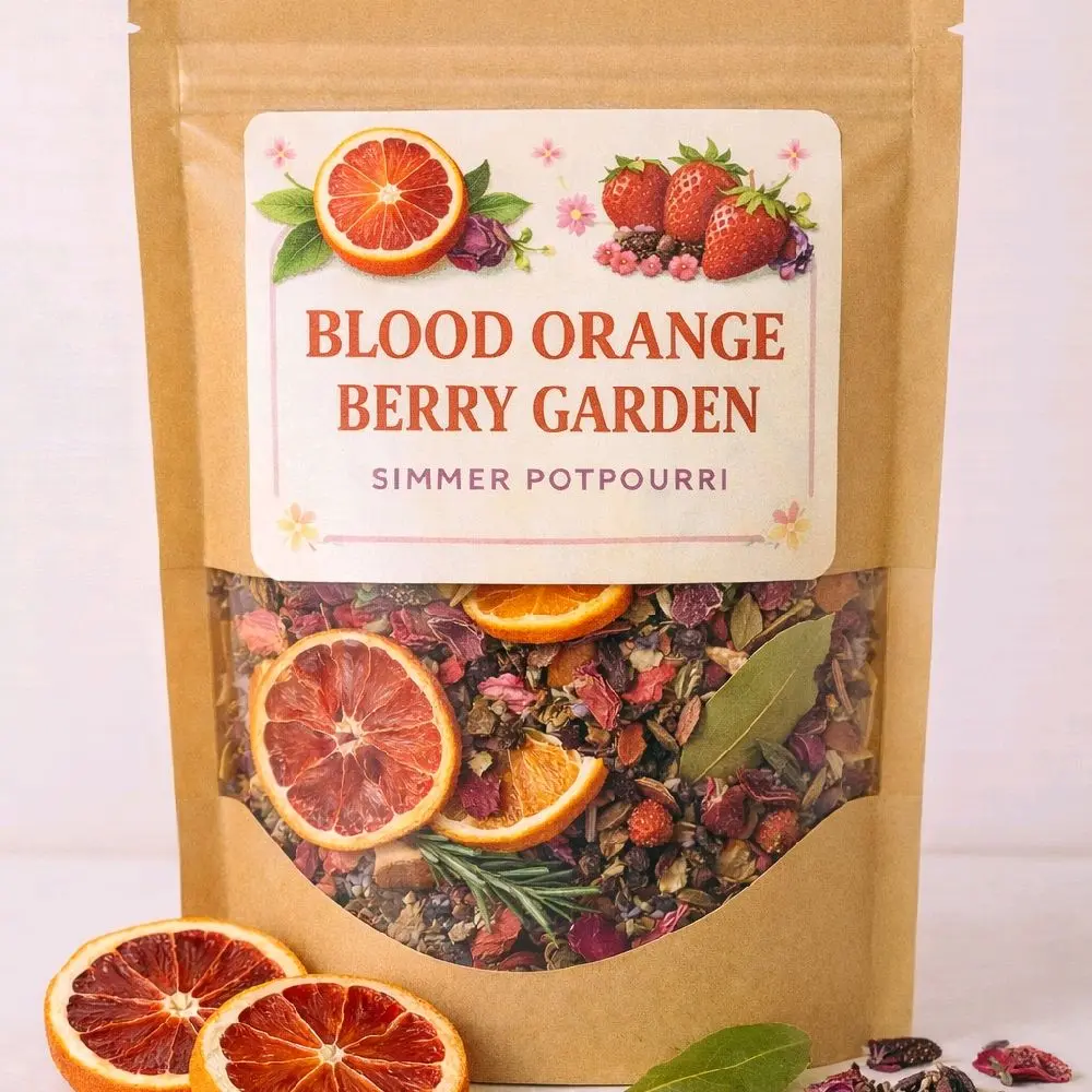 Natural Aroma Blend Scented Potpourri Freshener - Blood Orange Berries, Citrus Aromatic Scent, Small Batch, Stovetop Simmer, Farmhouse Home Fragrance, Aromatherapy Easter Decor Gift, Aromatherapy Home Fragrances