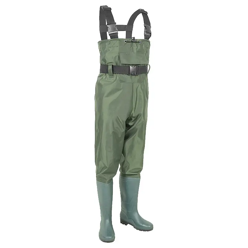 Unisex Chest-High Fishing Waders with Thick Rubber Boots, Lightweight Breathable Waterproof Polyester for Outdoor Hunting, Machine Washable, Line Dry, Cool Iron, Do Not Bleach