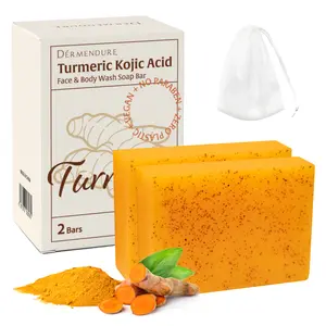 Lemon Turmeric Kojic Acid Soap, Hand-made Soap, Brightening, Turmeric Soap Face Wash – 2 Bars