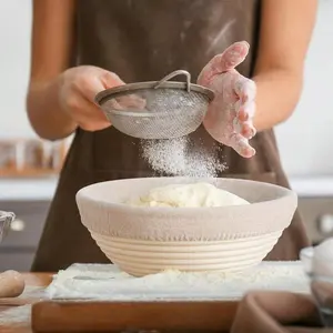 Banneton Bread Proofing Basket, Banneton Basket Set , 9 inch Sourdough Proofing Basket Round Proofing Bowls Handmade Rattan Baskets and Liners, Artisan Sourdough Bread Making Kit Baking Tools, Baking Supplies Kit