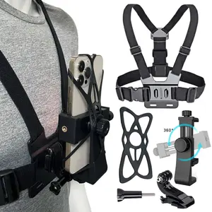 Phone Chest Mount Strap Belt Harness For 360 Mobile Cell Phone Clip Holder For iPhone 13 Xiaomi Samsung Gopro Hero 10 9 8 7 Adjustable Mount