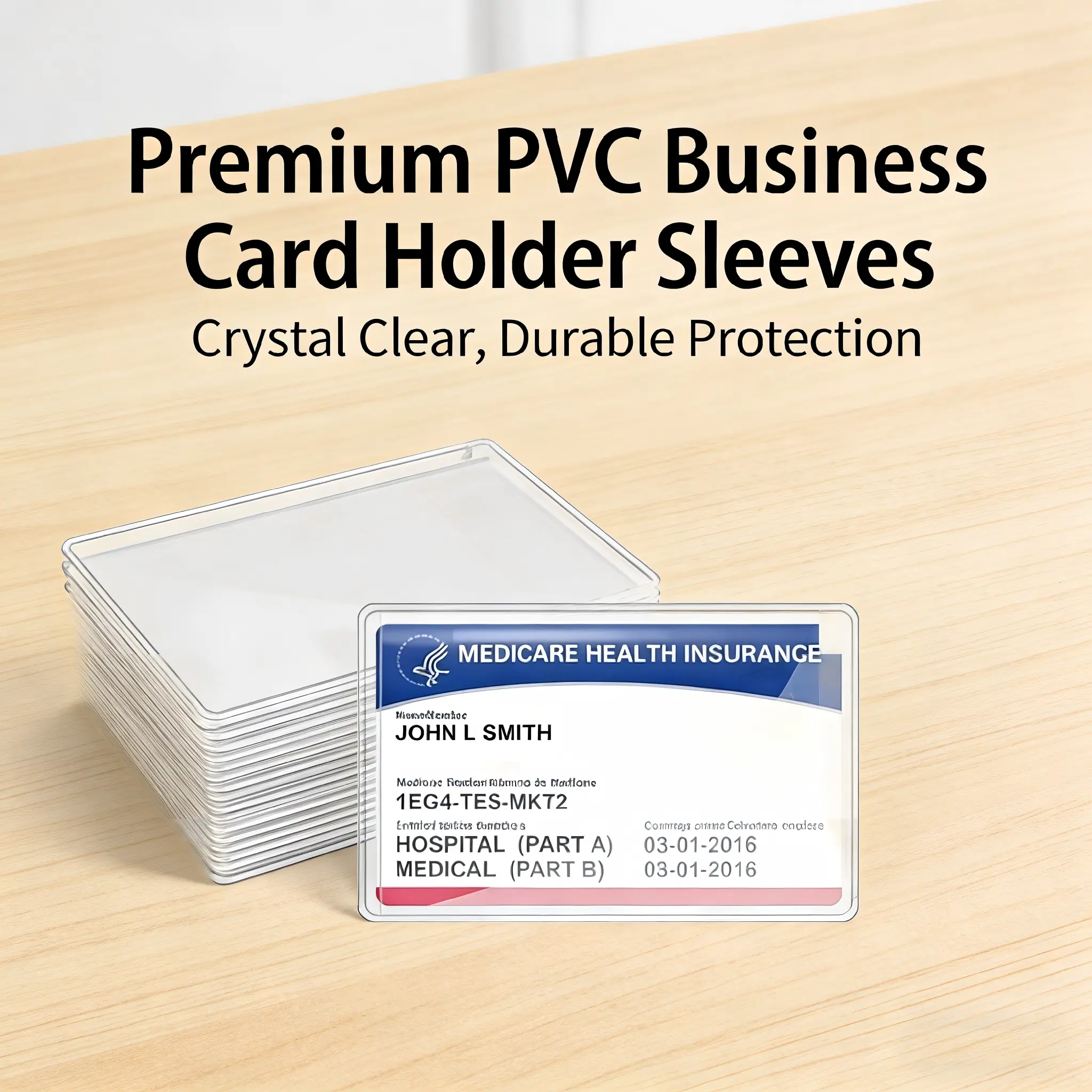 12Mil Clear PVC Social Security Card Protector Sleeves, Waterproof Card Holder for Social Security, Medicare, ID, Credit and Business Cards