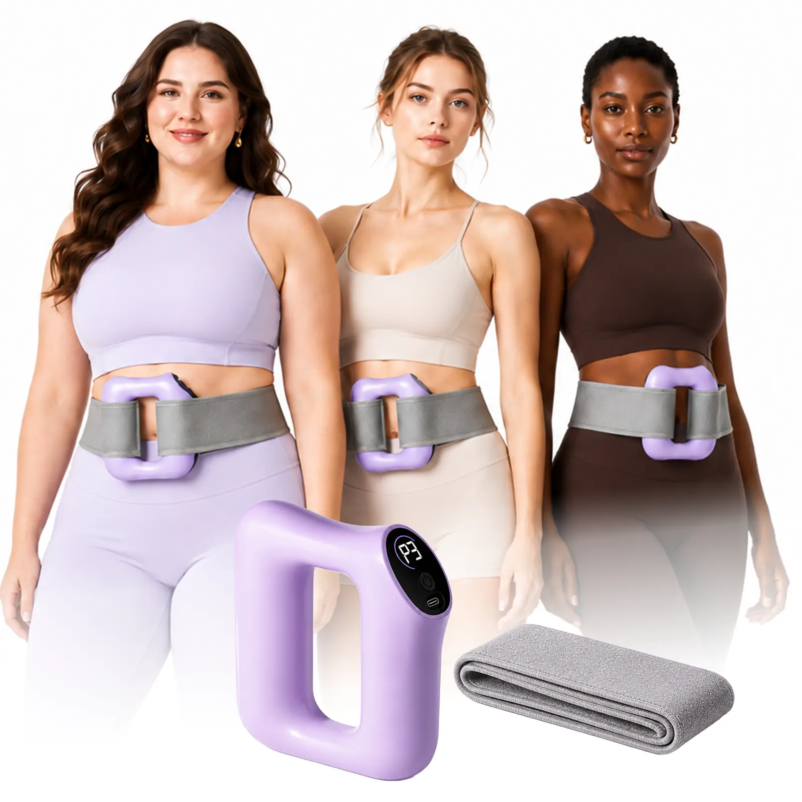 HOPHORSE Fascia Massager, Unisex Cordless Vibrating Belt with Breathable Fabric for Relaxing Muscle Recovery, Hands-Free Design with 8 Settings & Adjustable Fit, Cordless Power