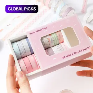 Washi Tape Set, 20 Rolls/box Colorful Slim Washi Tape, Masking Tape for Journaling Notebook Bullet Journal Planners DIY Crafts Arts, Scrapbook Materials, Crafting Kit #GLOBAL PICKS