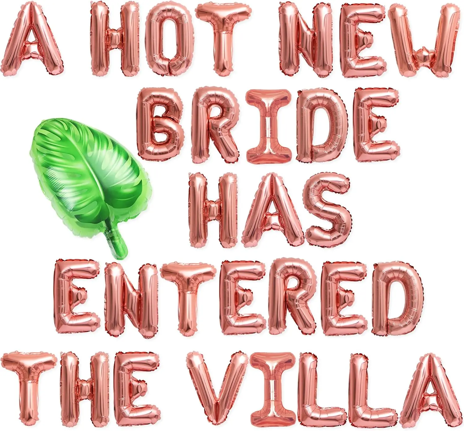 Tropical Villa Leaf Banner Set - Colorful Decorative Letter Festive Balloons with Palm Tree Ring Mylar Balloons for Island-Themed Bachelorette Party Decorations, Outdoor Use