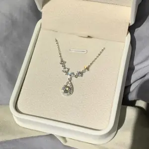 Mermaid Tear Pendant Necklace for Women Luxury Elegant Clavicle Chain Birthday Gift Jewelry