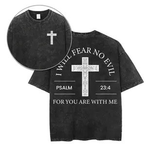 [Holy Threads] I Will Fear No Evil For You Are With Me Unisex Washed T-shirt Vintage Tee Jesus Shirt Jesus Tee Christian Merch Christian Apparel God Apparel christian  bible  shirt