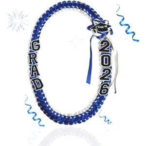 Class of 2026 White & Blue Graduation Lei -  68-Inch Braided Ribbon Lei for High School & College Graduates | Senior
