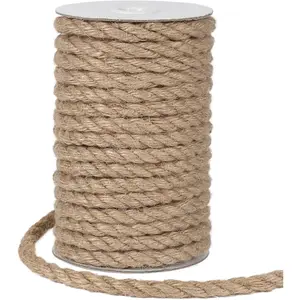 8mm 50 Feet Heavy Duty Thick Jute Twine Rope for Crafts, Gardening, Cat Scratching Post, Home Decor