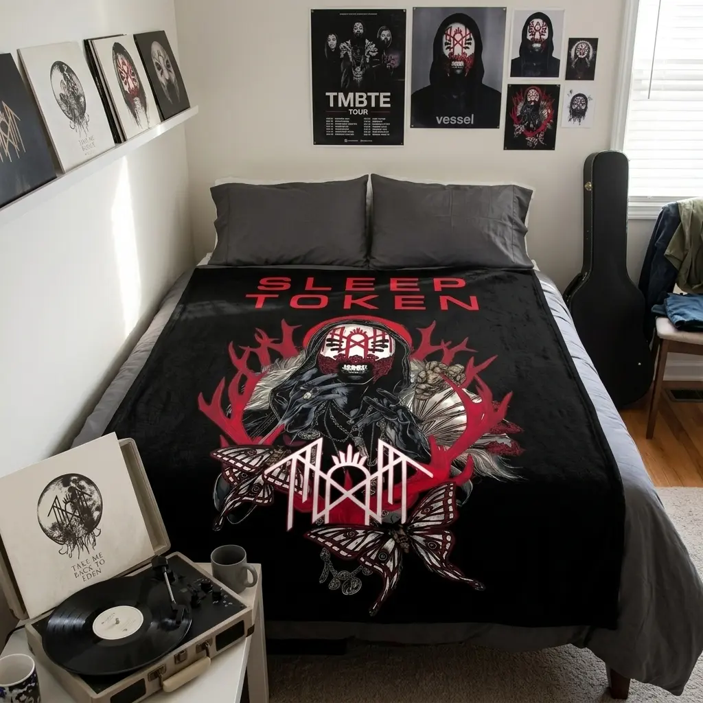 SleeppTokenn V10 Rockband flannel blanket , Rockband Stylist – Brings a cozy, rustic touch to sofas and beds. Music fan blanket