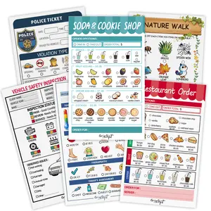 6 Count Playtime Notepads for Kids - 40 Pages of Imaginative Role Play - Durable Tear-Off Pages - Perfect for Preschool Kindergarten & Homeschooling - Enhances Creativity & Social Skills