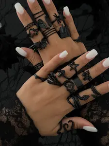 20-Piece Punk Gothic Stacking Ring Set, Stackable Rings, Punk Style Ring, Butterfly Spider Wing Design, Women's Witchy Jewelry for Party Daily Holiday Gifts, All-Season Wear