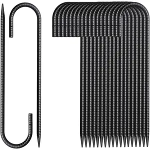 20 Pack 12 Inch Heavy Duty Galvanized Metal J Hook Rebar Ground Stakes Anchors for Chain Link Wire Fence, Tent, Trampoline, Camping Canopy, Shed Swing, Concrete Forming