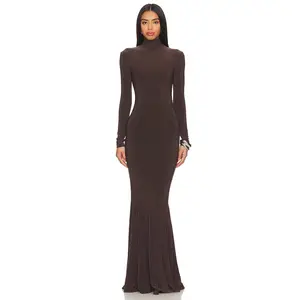 Norma Kamali x REVOLVE Fishtail Gown in Chocolate
