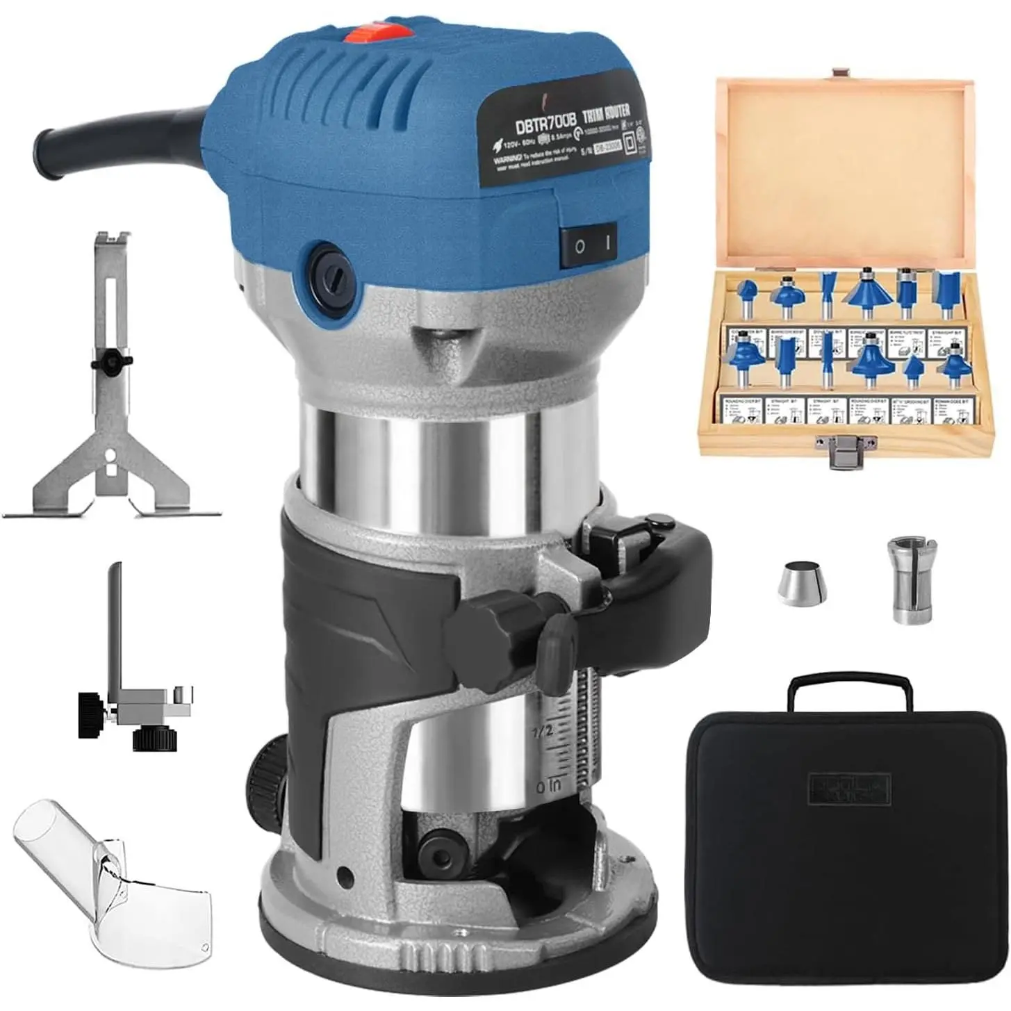 1.25HP Router Tool, 6.5Amp Electric Trim Router, 6 Variable Speed ...