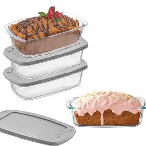 Glass Bread Dish Set with Lid, 1.9 Qt, Ideal for Baking, Oven, Microwave, Dishwasher Safe, Refrigerator & Freezer Friendly