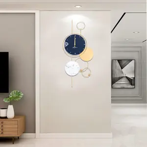 Large Decorative Wall Clock, Light Luxury Quartz Clock with Silent Movement, Wall Decor for Living Room Bedroom Office Iron Hanging