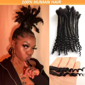 Hot Sell NEW Arrived 40/50 Strand Natural Black Human Hair Crochet Dreadlocks Extensions with Loose Curly Ends - Perfect for Natural Braids, Sporty Style, Unisex Adult Hairpiece (8" Long), Natural Hair Texture, Natural Hair Texture |   Sporty Hair Style |