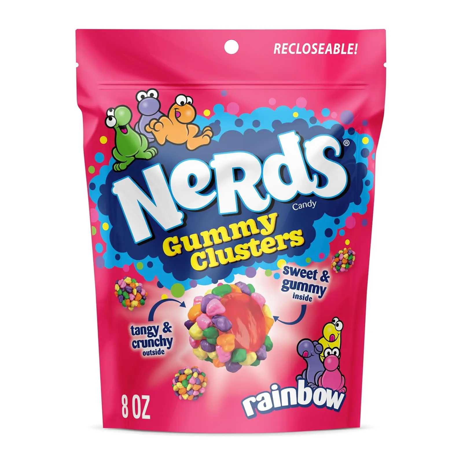 Gummy Clusters, Candy, Rainbow, Crunchy and Gummy, 8 oz