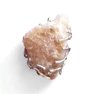 Sculpted Copper & Peach Moonstone Pendant