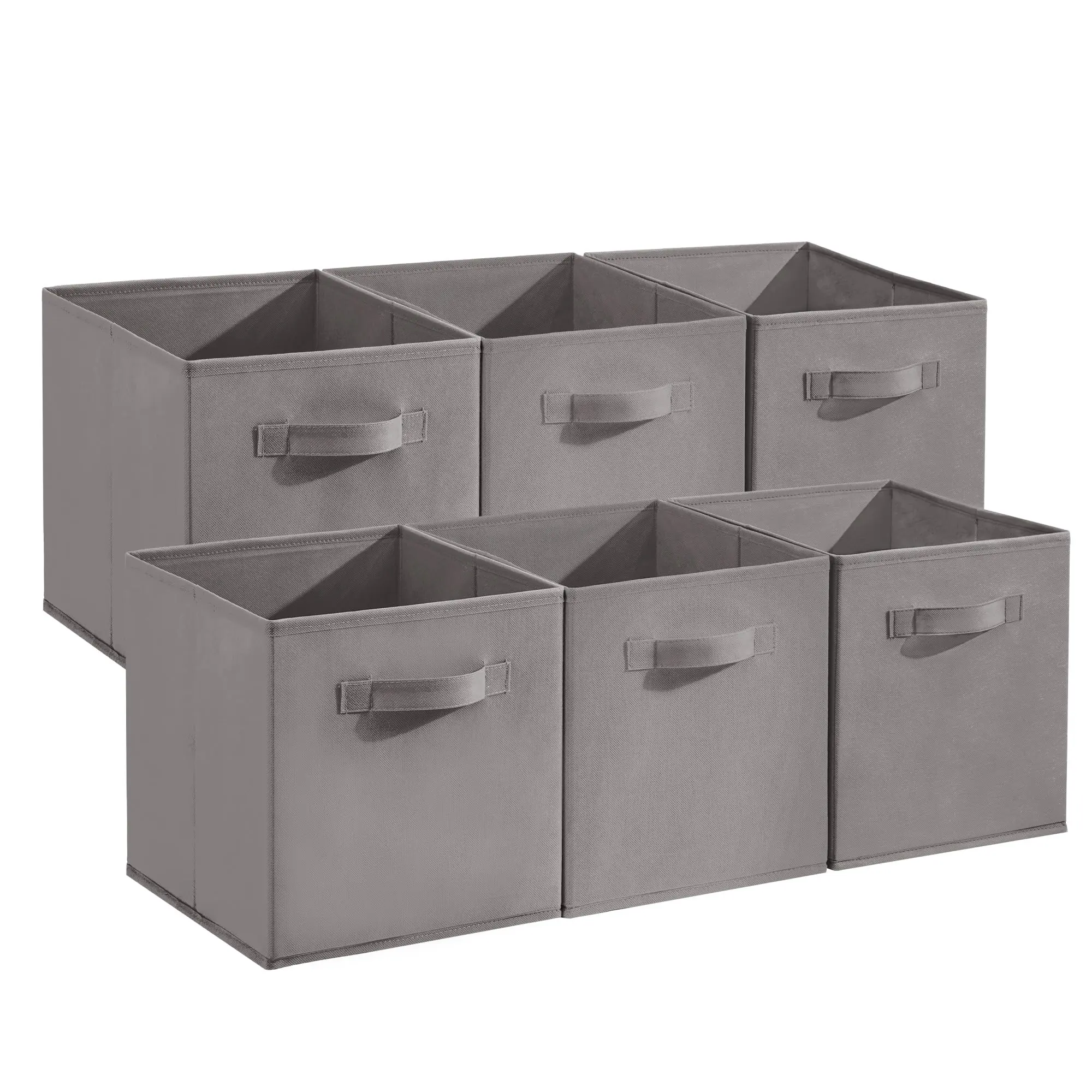 GAOMON Grey 12-Pack Square Collapsible Fabric Storage Boxes with Handles, 10.2" L x 10.2" W x 11" H Organizer Bins for Room Clothes, Books, Organizing Toys - Indoor Shelf, Drawer Home Storage Solutions