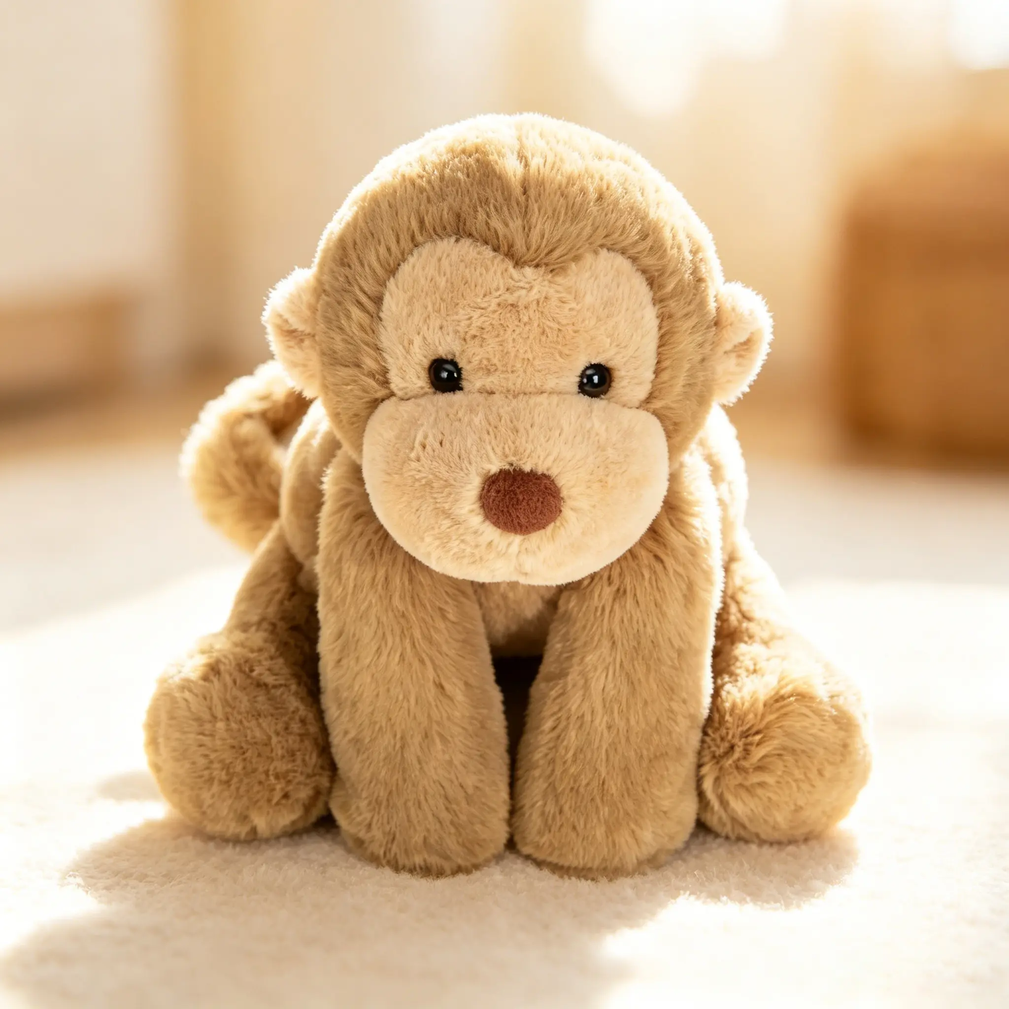 24cm Soft Smudge Monkey Plush - Unisex Premium Cotton Doll, Kids Toys, Adorable Huggable Zoo Companion for Playtime & Holiday Presents