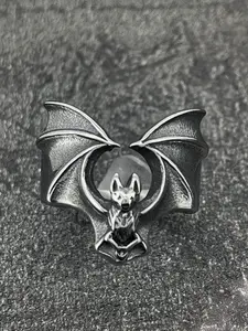 Bat Design Ring, Fashionable Stainless Steel Ring for Women & Men, Witchy Jewelry, Trendy All-match & Exquisite Jewelry for Birthday Gift, Statement Ring