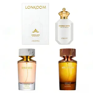 LONKOM 3pcs Set 3.4fl.oz EDP for Women Noble Gold Noble Edition Ethereal White Floral Fruity Gourmand Gift Set Live Promotion