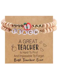 Teacher's Day Gift, Teacher Appreciation Bracelet, Letter Link Bracelet, Fashionable Jewelry for Women & Girls, Trendy All-match & Exquisite Jewelry for Birthday Gift, Jewelry Gifts