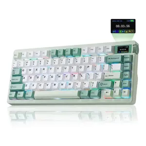 Aula Nova75 Mechanical Gaming Keyboard 8000mAh,Gasket Mounted with 75% Compact Layout,RGB Backlit,Custom Hot Swappable,Bluetooth Wireless /2.4GHz/USB-C Cream Keyboard Gaming for Win/Mac/iOS/Android