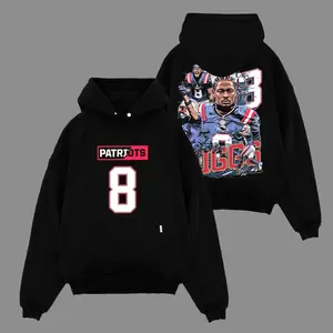 Stefon Diggs 8 For Pats Nation Cotton Hoodie Sweatshirt T-Shirt (Made In US), Patriots Nation Outfit, Game Day Outfits, Gift For Football Fans, Football Graphic Hoodie