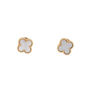 Pre-owned Van Cleef & Arpels Sweet Alhambra Stud Earrings 18K Yellow Gold and Mother of Pearl by Rebag