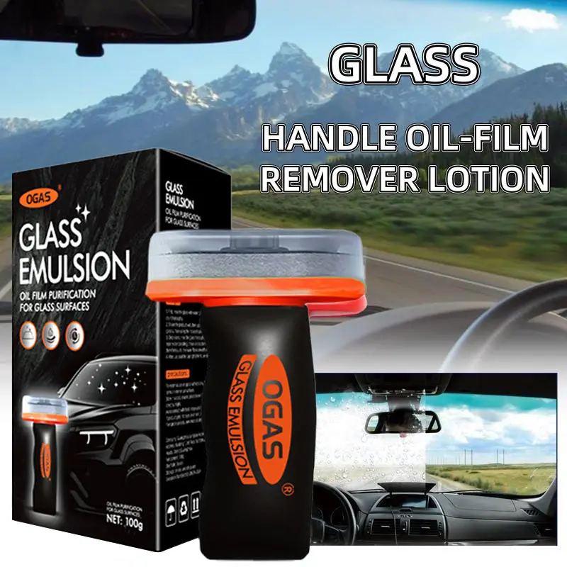 Automotive Handheld Oil Flmr Cream Fast Cleaning Glass cleaner Decontamination Without Traces Window Oil Film Cleaning Extendable Heavy Duty Ice Scraper and Brush