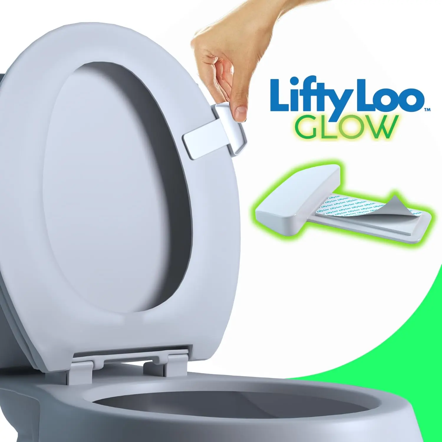 Lifty Loo Toilet Seat Handle & Lid Lifter - 2 Pack. Lift More. Less Mess. (GLOW IN THE DARK)