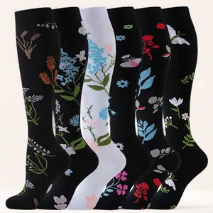 Compression Calf Socks 6 Pairs Unisex Breathable Quick Dry Anti Odor Athletic Socks for Running Gym Yoga Hiking Travel Work and Everyday Use