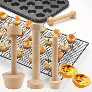 3 PCS (3sizes)Rolling Pin Wooden Pie Tamper Stick Non-stick Easy-to-clean Pastry Mold Perfect Egg Tart Pie Egg Tart Dish Mold DIY Pastry Baking Tools Suitable for Mini Egg Tarts A Must-have Baking Tool in The Kitchen Bakeware Utensils Smooth