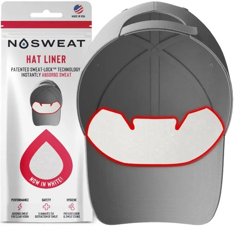 White Hat Liners - Patented SweatLock For All Hat Types - 6 PACK