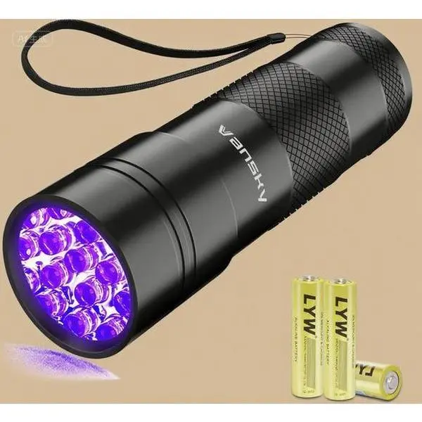 12 LED UV Flashlight for Pet Urine Detection & Bed Bugs, Reusable Blacklight for Carpets, Rugs, and Floors, Dry Stain Finder with Odor Eliminator Compatibility
