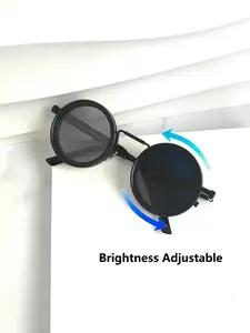 Adjustable Brightness Sunglasses for Men Nd Filter Glasses ND9 Speed Dimming Sun Glasses Round Polarized Lenses Fishing Driving Eyewear