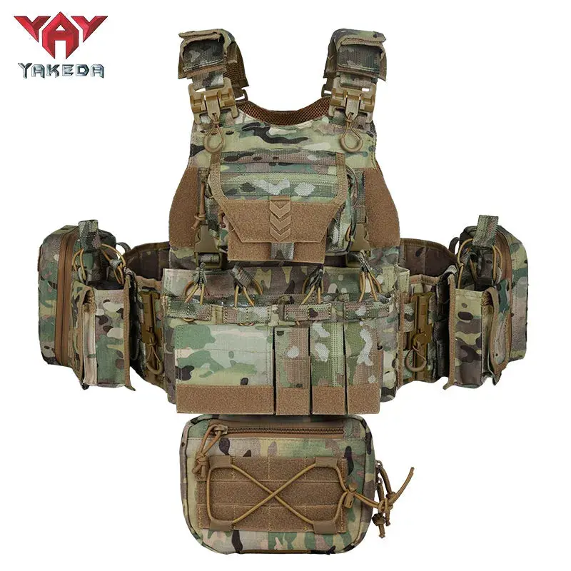 YAKEDA Camouflage Tactical Chest Vest, VT-8833TB Military Protective Gear with Adjustable Straps and Multiple Pockets for Outdoor CS, Tactical Accessories, Chest Strap Men's Sports Vest, Cs Compatible, Built For Outdoor Cs Play