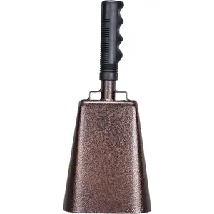 12 Inch Steel Cowbell with Handle Cheering Bell for  Events Large Solid School Bells & Chimes Percussion Musical Instruments Call Bell (Copper)