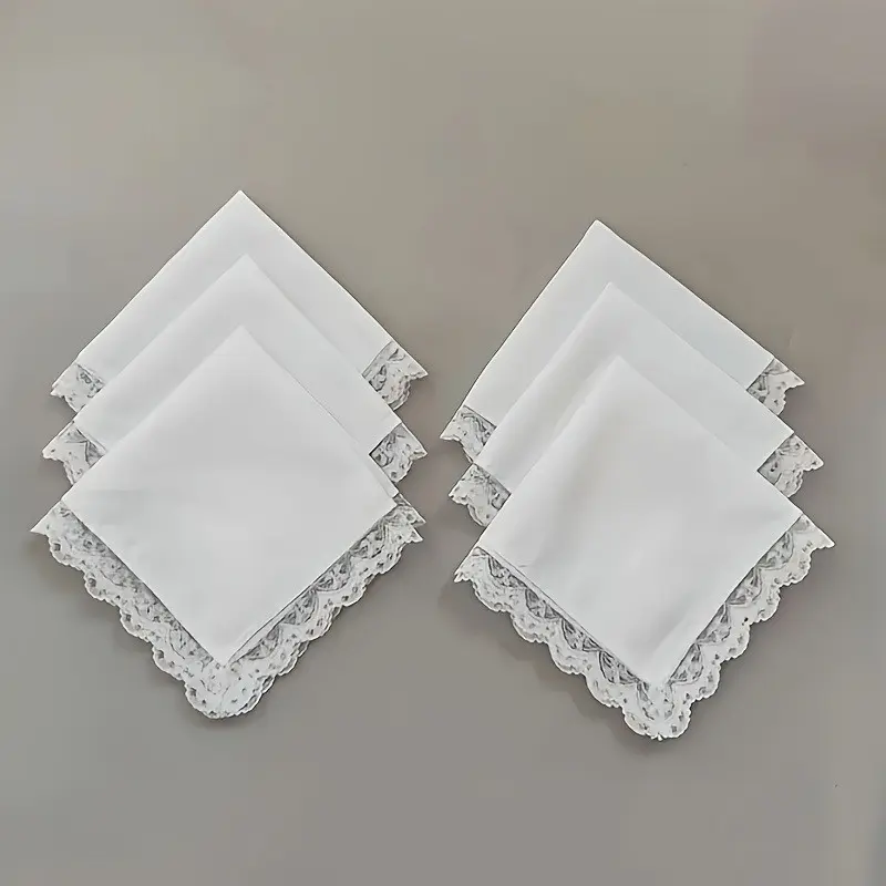 Floral Lace Handkerchiefs, Simple Hankies, Flower Edge Handkerchiefs, Perfect for DIY Painting, Crafts, and Rewards, Wedding Handkerchief