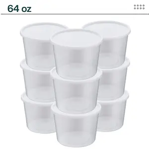 ProTakeOut, [64 oz] Heavy-Duty PP Deli Containers with Lids –50sets | Microwave & Freezer Safe | Durable, Leak-Resistant & Reusable | Ideal for Bulk Food Storage, Meal Prep, Restaurants & Catering